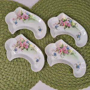 Porcelain Floral Bone Dishes Hand Painted from Japan Set of 5